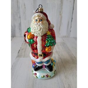 Radko large Santa ornament‎ presents tree vintage toys bag presents